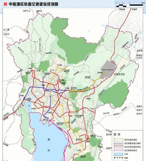 昆明中心城区轨道交通建设规划图